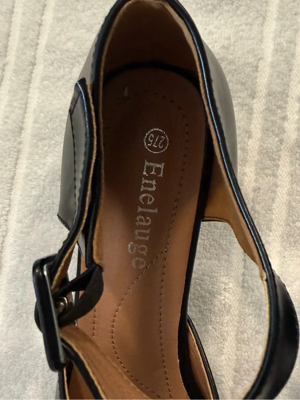 Enelauge Black Closed Toe Chunky Mary Jane Heels Size 11